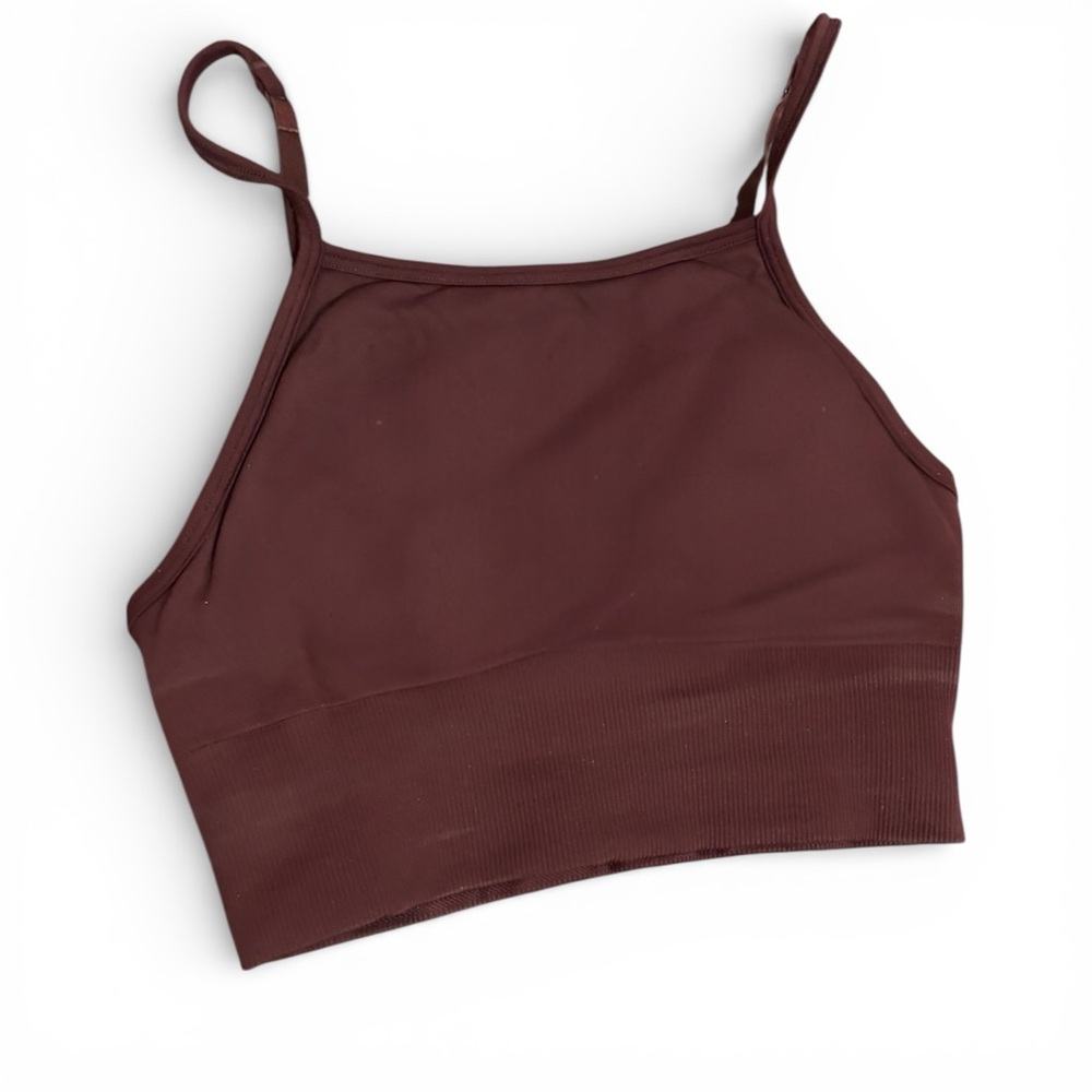 Lululemon Ebb to Street Seamless High Neck Long Line Bra Maroon Size 6 Cropped